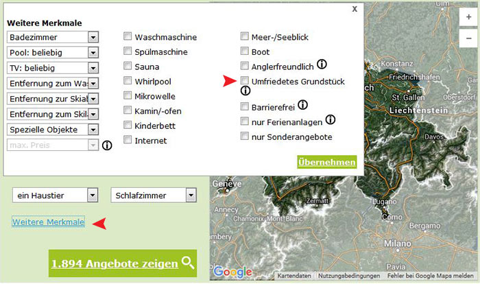 Ferienhäuser für Urlaub mit Hund Schweiz - Merkmale