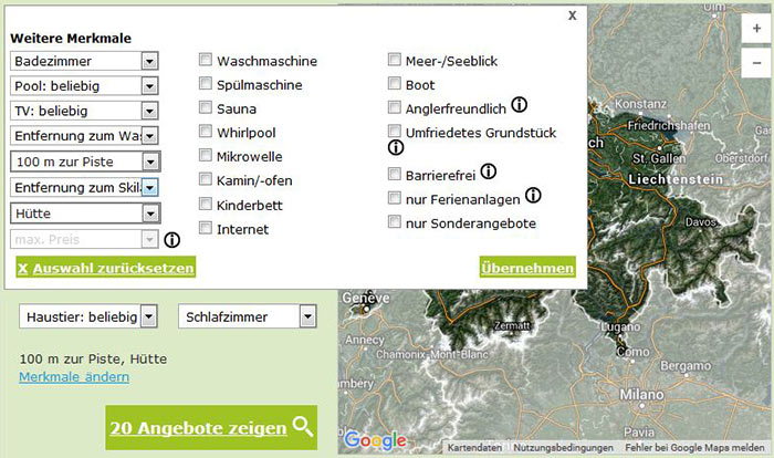 Hüttenurlaub in der Schweiz - Merkmale