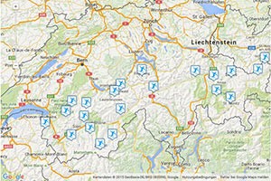 Skigebiete der Schweiz Karte