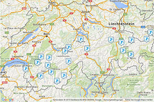 Skigebiete der Schweiz Karte